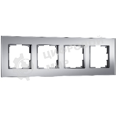Рамка на 4 поста Senso (серебряный, стекло soft-touch) W0043106