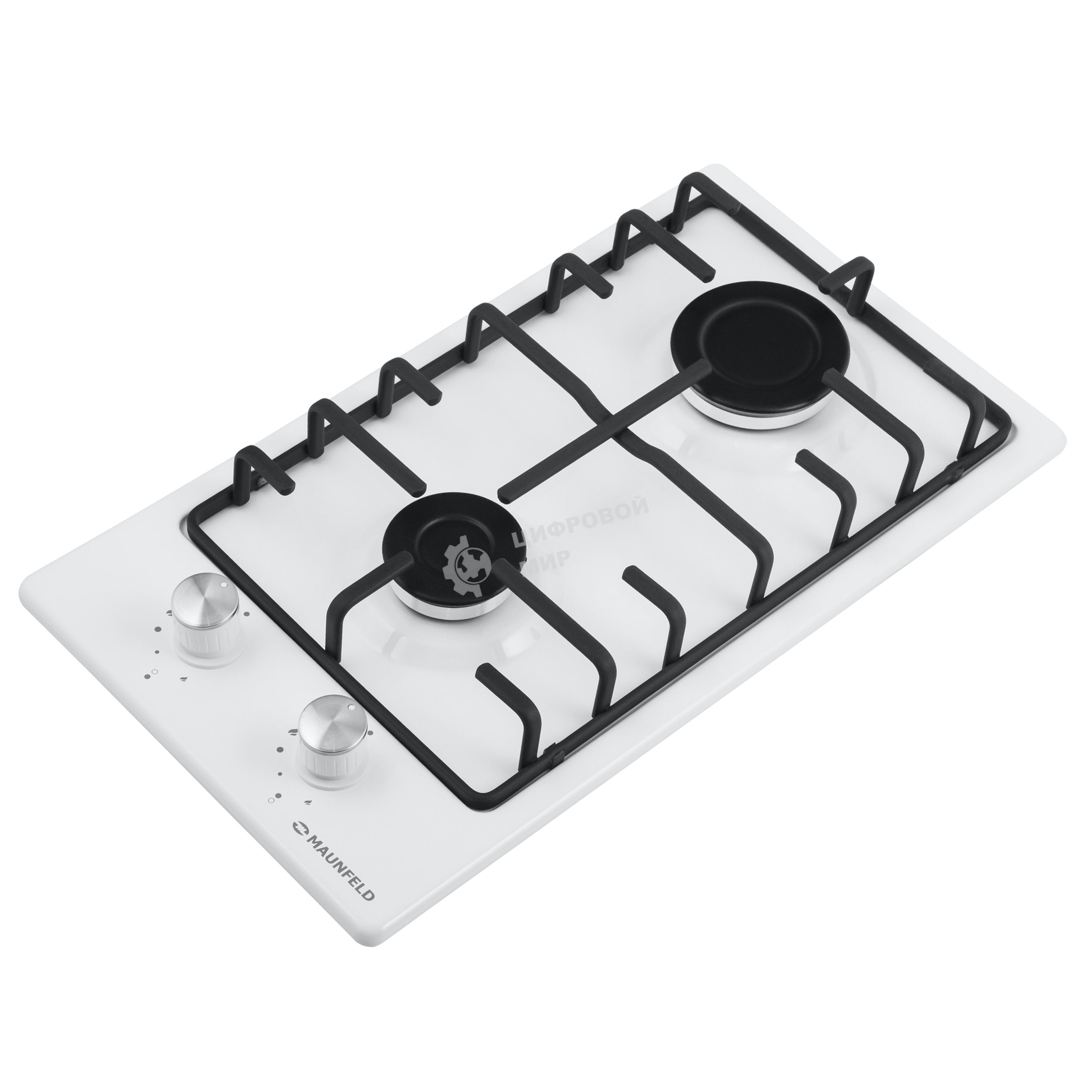 Газовая варочная панель Maunfeld EGHE.32.3EW/G, 2 конфорки, эмалированная сталь, белый
