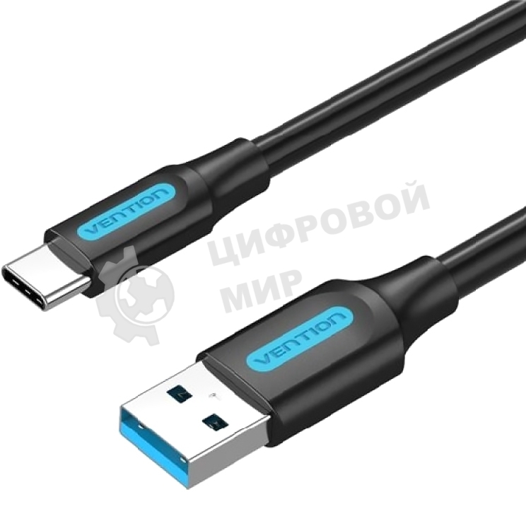 Переходник Vention USB 3.0 A Male to C Male Cable 1M черный PVC Type
