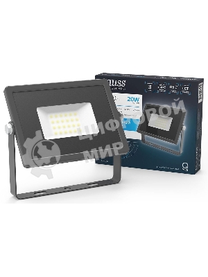 Прожектор светодиодный Gauss Qplus 20Вт 6500К 1700лм IP65 графит. сер. 1/20