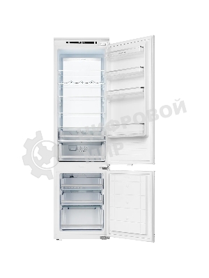 Встраиваемый холодильник Kuppersberg RBN 1960, High-Tech, объем 267 л, скользящий фасад, электронное управление, No Frost, антибактериальный пластик, звуковой сигнал при открытой дверце, перенавешиваемые двери, LED освещение, уровень шума 41 дБ, энергоэффективность А+, белый