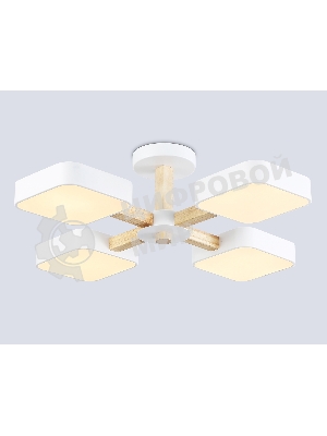 Светильник Ambrella light FL4879/4 WH/WD белый/дерево 72W 3000-6000K D610*160 (без ПДУ)