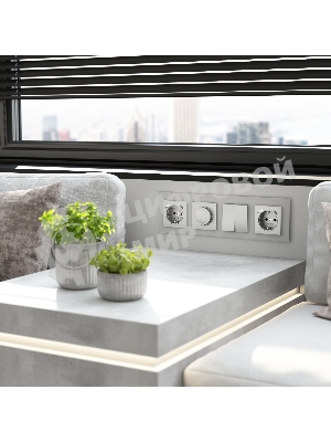 Рамка на 4 поста Senso (серебряный, стекло soft-touch) W0043106
