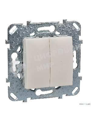 Выключатель Schneider-electric MGU5.211.25ZD UNICA 2-клавишный, сх. 5, бежевый
