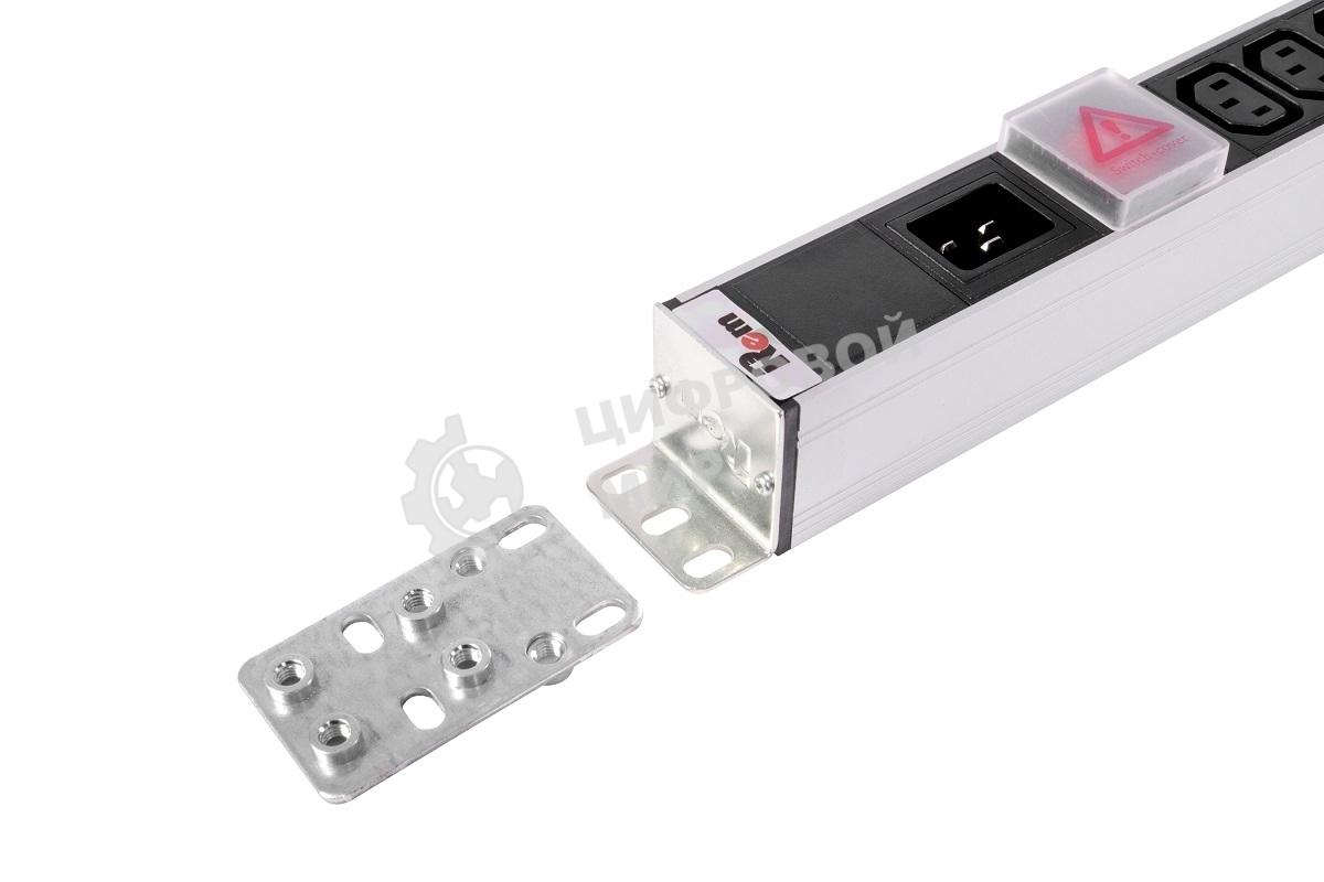 Вертикальный блок розеток ЦМО Rem-16 с выкл., 14 IEC 60320 C13, 10 C19, вход C20 16A, алюм., 33-38U (R-16-14C13-10C19-V-1420)