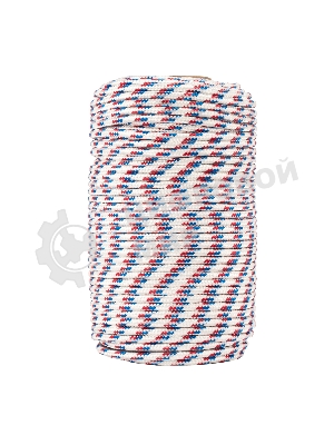 Фал плетеный Сибртех полипр. 16-прядный с полипр. серд. 8 мм, бухта 100 м, 520 кгс