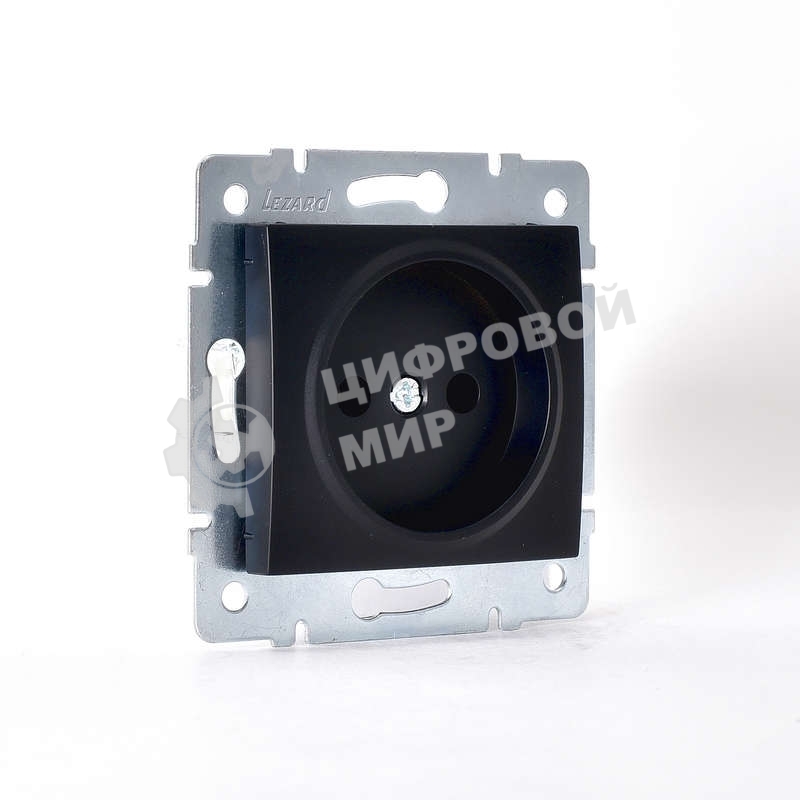 Механизм розетки 1-м СП Karina 16А IP20 без заземл. термопласт черный бархат LEZARD 707-4288-121B