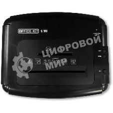 Шредер Office Kit S180 (0,8х1) черный (секр.P-7)/фрагменты/5лист./32лтр./пл.карты/CD