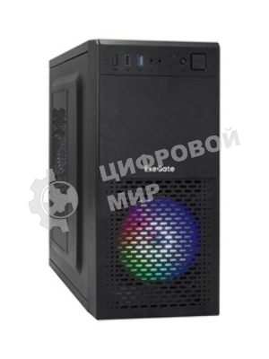 Компьютерный корпус Minitower ExeGate mEVO-7807-NPX500 (mATX, БП 500NPX 12см, 1хUSB+1хUSB 3.0, черный 1x12см с RGb подсветкой)