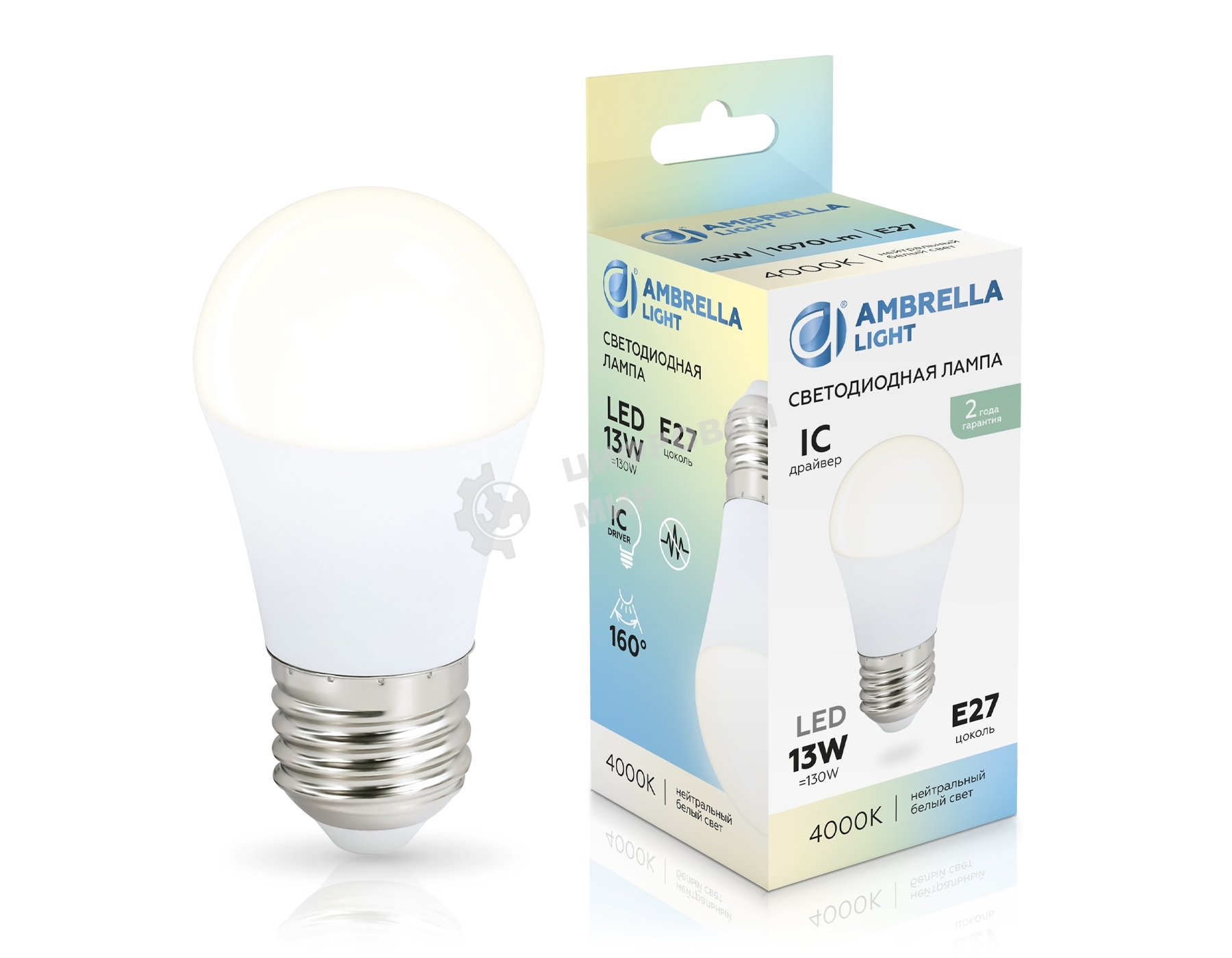 Лампа светодиодная 451304 LED G45 13W IC E27 4000K 175-265V