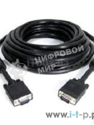 Кабель Gembird/Cablexpert VGA Premium, 15M/15M, 30м, черный, тройной экран, феррит.кольца