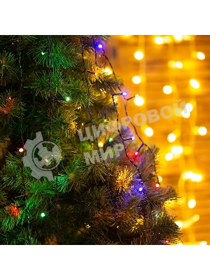 Елочная гирлянда с кольцом Neon-night, 7 нитей по 1,8 метра, цвет диодов мультиколор, не соединяется