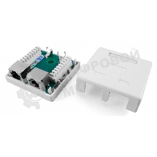 Розетка компьютерная RJ-45(8P8C), категория 5e, экранированная, двойная, внешняя, Dual IDC Hyperline SB1-2-8P8C-C5e-SH-WH