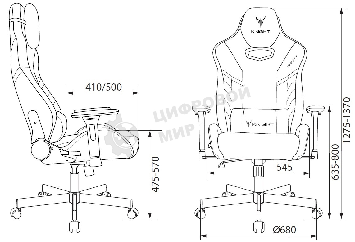 Кресло игровое Knight Thunder 5X черный эко.кожа крестов. металл