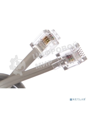 Кабель Cablexpert TC6P4C-2M телефонный аппарат-розетка 2 м белый