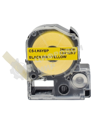 Картридж ленточный Cactus CS-LK6YBP черный шрифт, желтый фон (24 мм, 9 м) для Epson LW700/LW600P/LW1000P/Z700/Z900