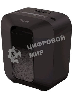 Шредер Fellowes PowerShred LX25 черный (секр.P-4)/перекрестный/6лист./11.5лтр./скрепки/скобы/пл.карты