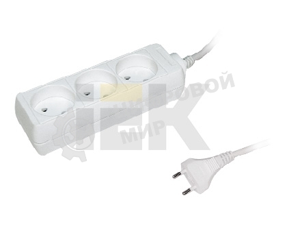 Удлинитель 3х3 м без заземл. 10А IP20 У3 2P ИЭК WYP10-06-03-03-N