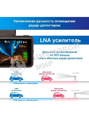 Видеорегистратор с радар-детектором TrendVision DriveCam Real 4K Signature LNA 2CH GPS ГЛОНАСС черный