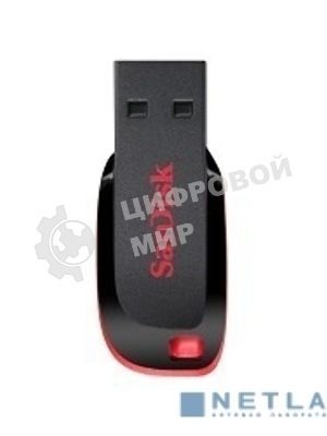 Флешка USB Sandisk CZ50 Cruzer Blade (SDCZ50-008G-B35), 8Gb, USB 2.0, R/W 15/4, черный/красный