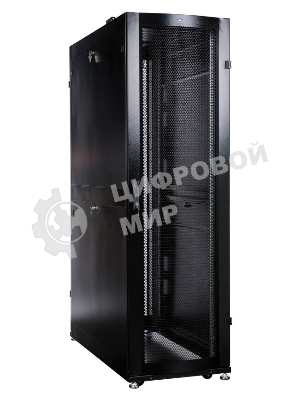 Шкаф серверный ПРОФ напольный 48U (600x1000) дверь перфор., задние двойные перфор., черный, в сборе (ШТК-СП-48.6.10-48АА-9005) (1 коробка)