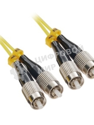 Патч-корд волоконно-оптический Hyperline FC-D2-9-FC/UR-FC/UR-H-1M-LSZH-YL(шнур) SM 9/125 (OS2), FC/UPC-FC/UPC, 2.0 мм, duplex, LSZH, 1 м