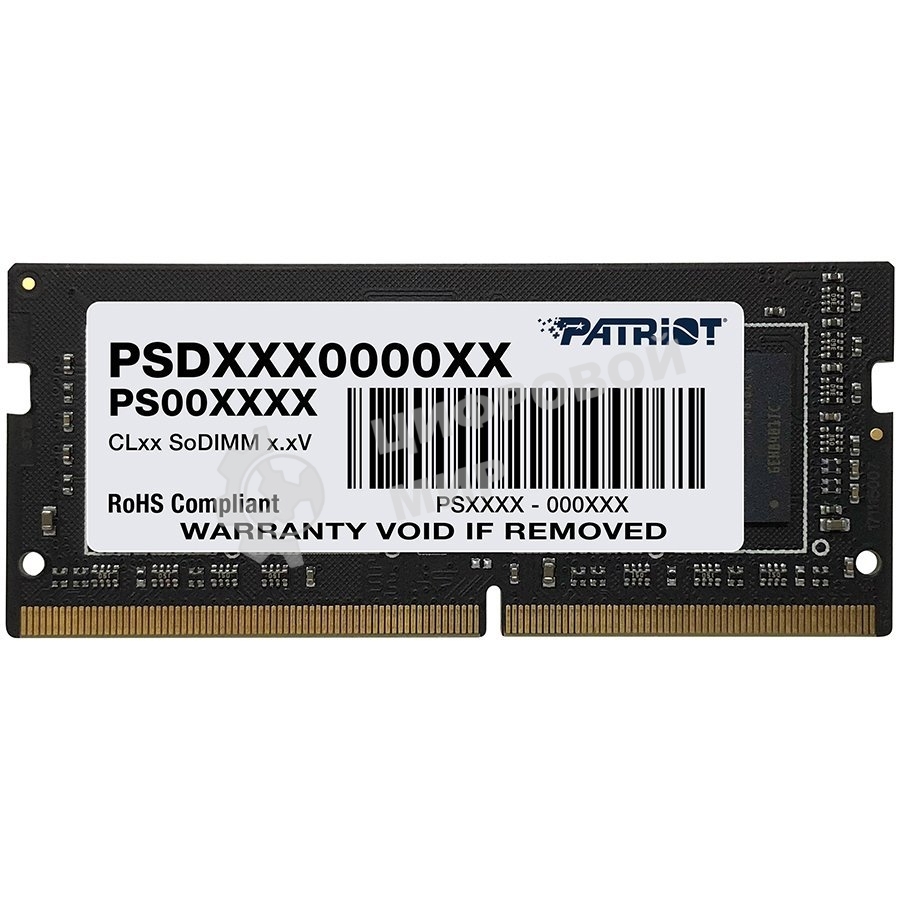 Оперативная память Patriot Signature, DDR4, 8GB (1x8 GB), 3200 MHz, CL22, SO-DIMM