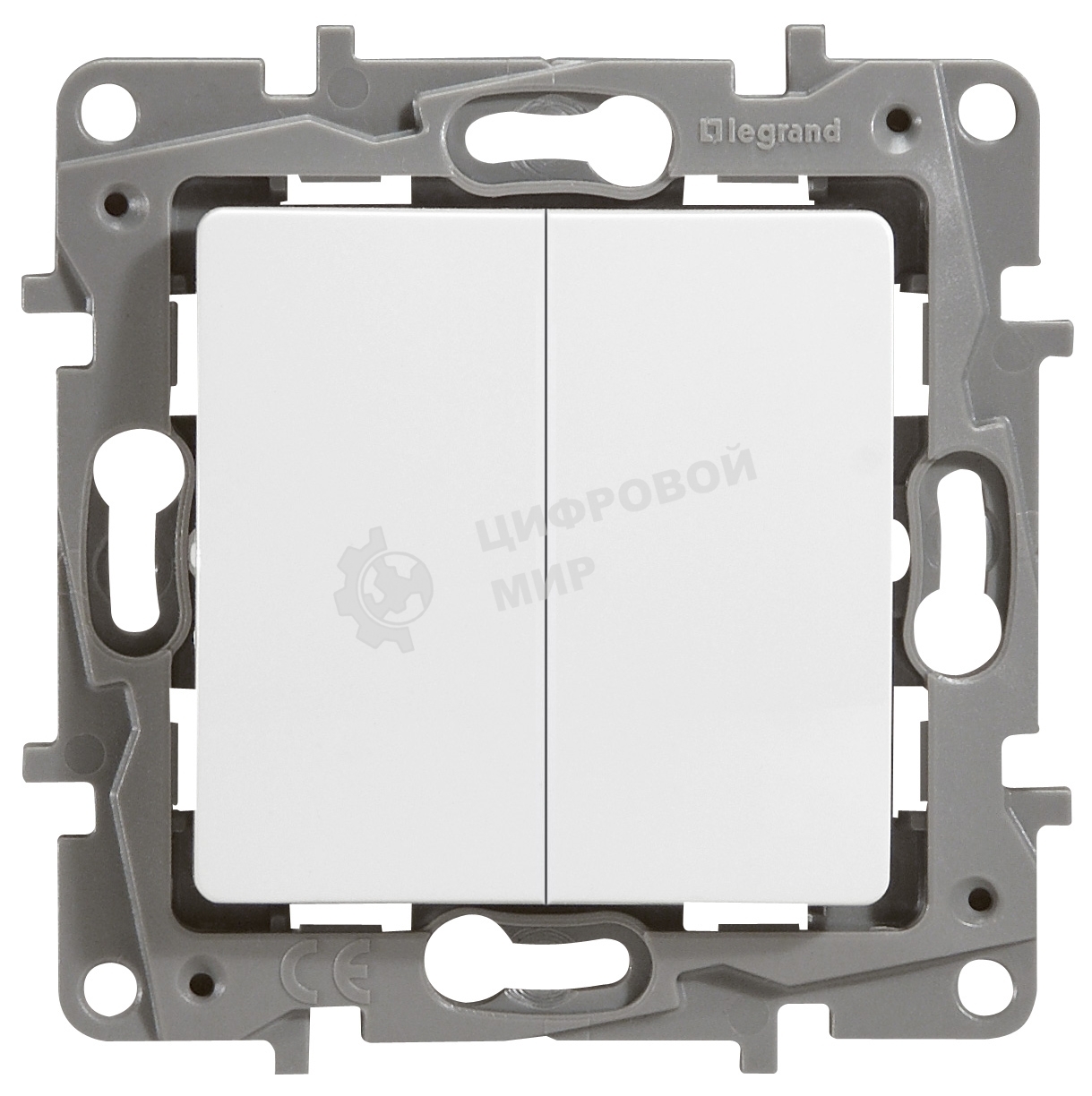 Выключатель двухклавишный 10AX винтовые зажимы ETIKA, белый