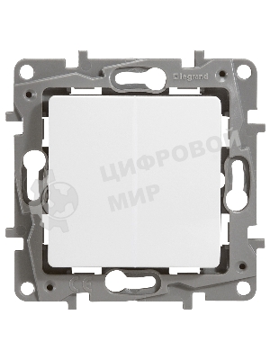 Выключатель двухклавишный 10AX винтовые зажимы ETIKA, белый