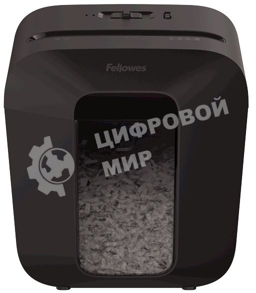 Шредер Fellowes PowerShred LX25 черный (секр.P-4)/перекрестный/6лист./11.5лтр./скрепки/скобы/пл.карты