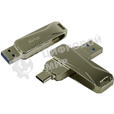 Флешка USB Netac U782C dual USB 3.0+TypeC 64Gb, retail version