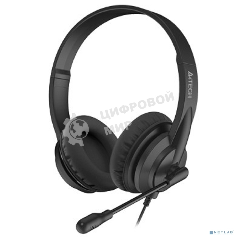 Гарнитура проводная с микрофоном A4Tech HU-10 черный 2м накладные USB оголовье