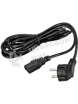 Шнур сетевой Rexant евровилка угловая - евроразъем С13, кабель 3x0,75 мм², длина 3 м. (PVC пакет)