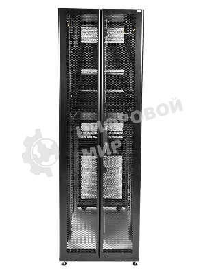 Шкаф серверный ПРОФ напольный 48U (600x1000) дверь перфор., задние двойные перфор., черный, в сборе (ШТК-СП-48.6.10-48АА-9005) (1 коробка)