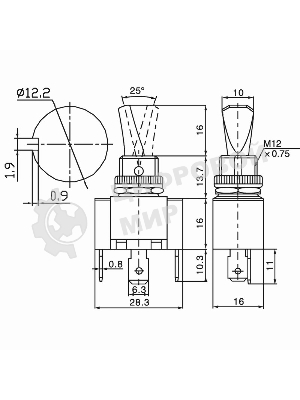 Тумблер Rexant 12V 30А (3c) ON-OFF однополюсный с красной LED подсветкой
