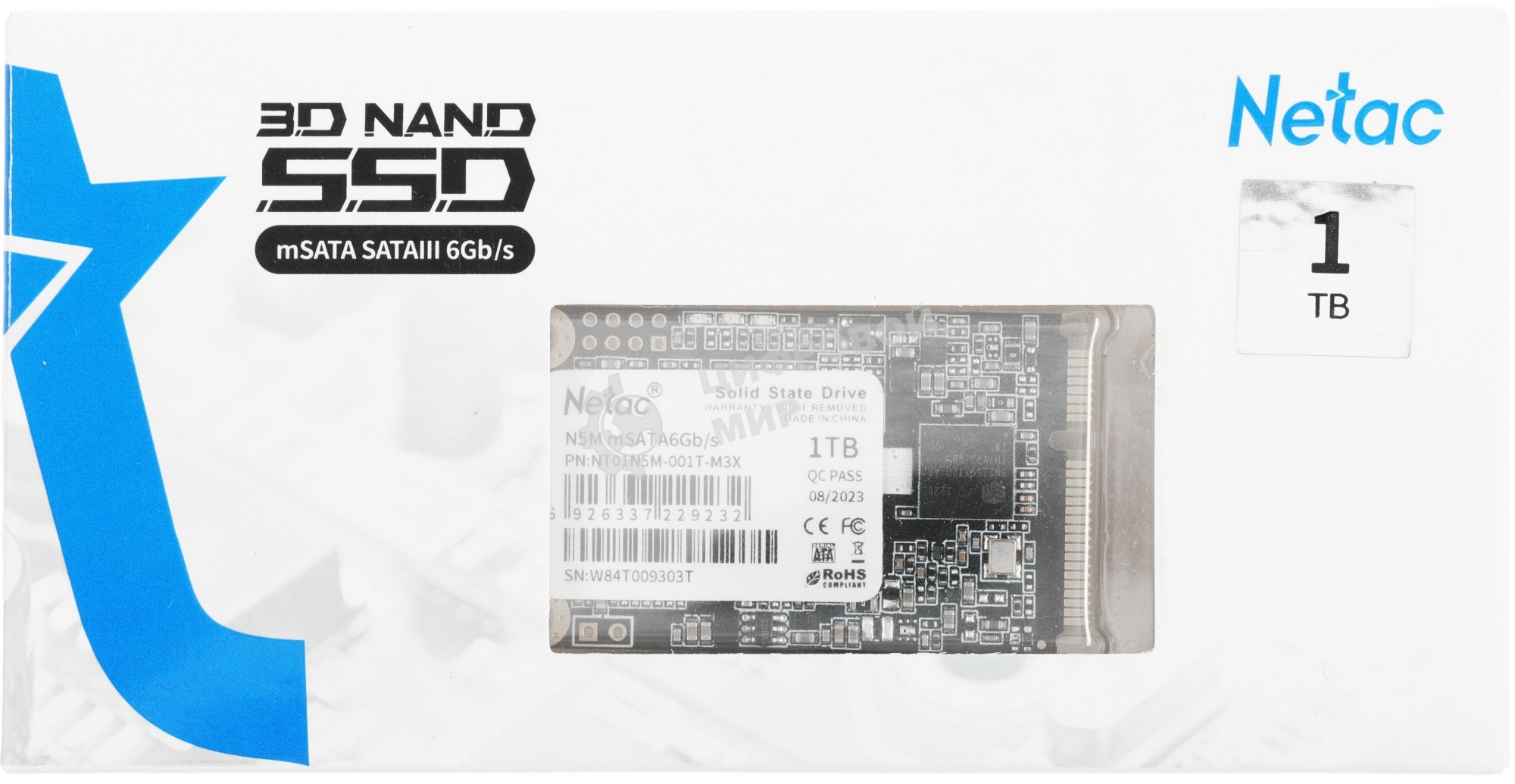 Накопитель SSD Netac N5M, 1000Gb, mSATA, R/W 560/520