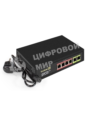 Коммутатор ExeGate EDGS-1006D.4PoE-65W, 4×1 Гбит/с PoE + 2×1 Гбит/с, неуправляемый