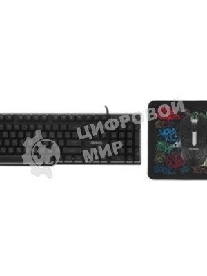 Комплект клавиатура+мышь Oklick 400GMK проводной, USB, 1200 DPI, чёрный