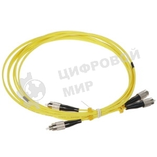Патч-корд волоконно-оптический Hyperline FC-D2-9-FC/UR-FC/UR-H-1M-LSZH-YL(шнур) SM 9/125 (OS2), FC/UPC-FC/UPC, 2.0 мм, duplex, LSZH, 1 м