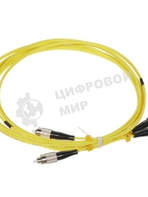 Патч-корд волоконно-оптический Hyperline FC-D2-9-FC/UR-FC/UR-H-1M-LSZH-YL(шнур) SM 9/125 (OS2), FC/UPC-FC/UPC, 2.0 мм, duplex, LSZH, 1 м