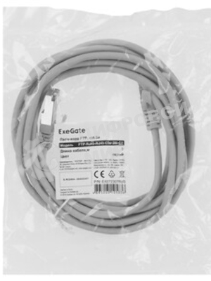Патч-корд ExeGate EX272307RUSFTP cat.5e, 3м ExeGate серый