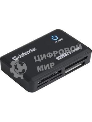 Кард-ридер Defender Optimus/черный/CF/MMC/MS/MS Duo/MS Micro M2/MS Pro/MS Pro Duo/RS-MMC/SD/SDHC/micro-SD/mini-SD/miсro-SDHC/USB 2.0 A(M)/черный
