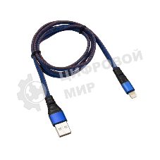 Кабель Rexant USB-Lightning 2.4 A, 1 м, синяя нейлоновая оплетка