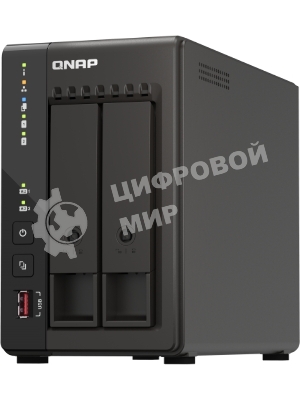 SMB QNAP TS-253E-8G NAS, 2-tray w/o HDD. 2xHDMI-port. 4-core Celeron J6412 2-2.6 GHz, 8Gb DDR, 2x2.5Gb LAN, 2 x M.2 2280 PCIe Gen 3 x2, 2x USB 3.2 Gen 2 (10Gbps) Port, 2x USB 2.0 port