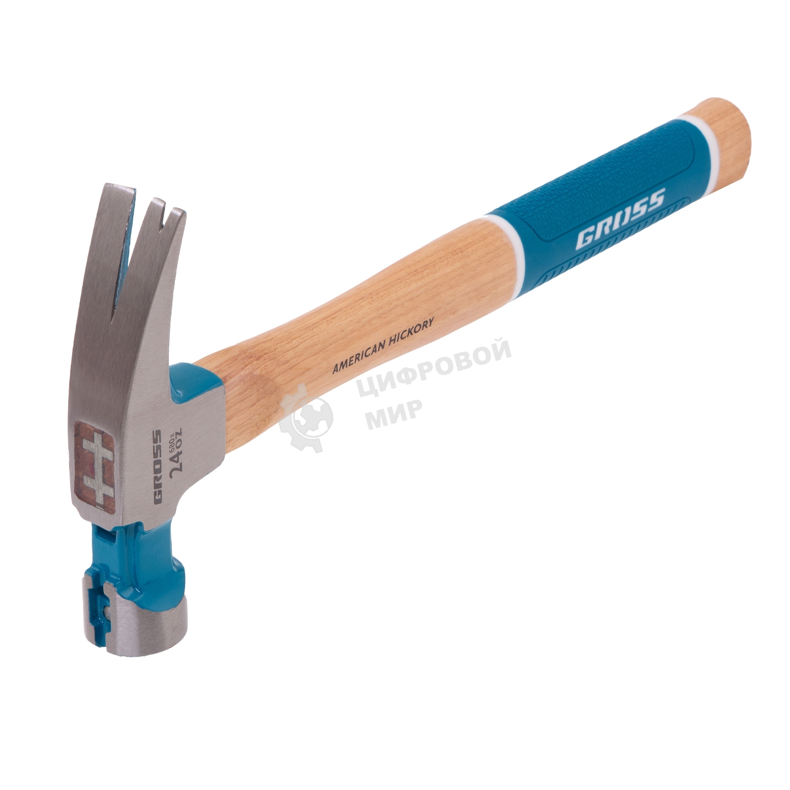Молоток-гвоздодер Gross AMERICAN HICKORY 680 г, угол 75, магнит, обрезиненная рукоятка