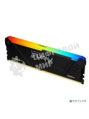 Оперативная память Kingston Fury Beast, DDR4, 8GB (1x8GB), 3600MHz, CL17, DIMM, с радиатором, RGB, черный