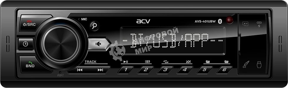 Автомагнитола ACV AVS-401UBW 1DIN 4x50Вт v5.0 AUX 2 (43343)