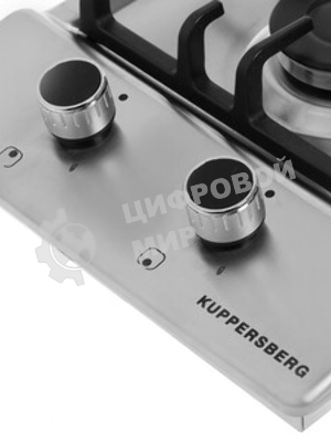 Газовая варочная панель Kuppersberg FS 36 X, газ, High-Tech, 29 см, автоматический электроподжиг, газ-контроль, форсунки под сжиженый газ, SABAF конфорки, чугунные решетки, цвет нержавеющая сталь, цвет фурнитуры черный