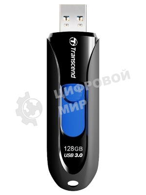 Флешка USB Transcend JetFlash 790 (TS128GJF790K), 128Gb, USB 3.0, R/W 90/40, черный/синий