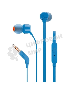 Проводные наушники JBL Tune 110 синий, внутриканальные, Jack 3.5 мм